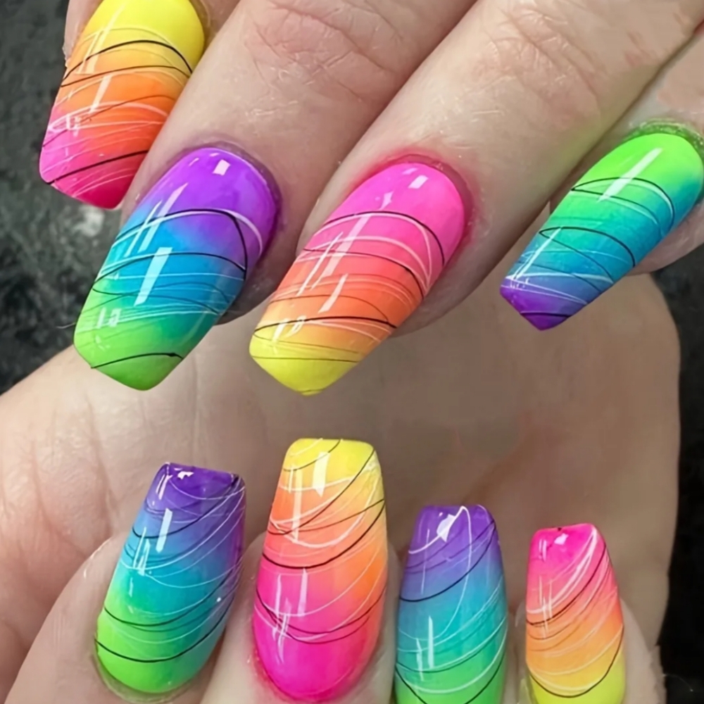 Neon Swirls Nail Sticker Wraps